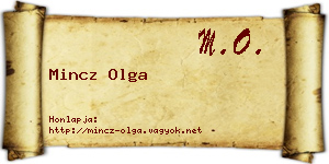 Mincz Olga névjegykártya